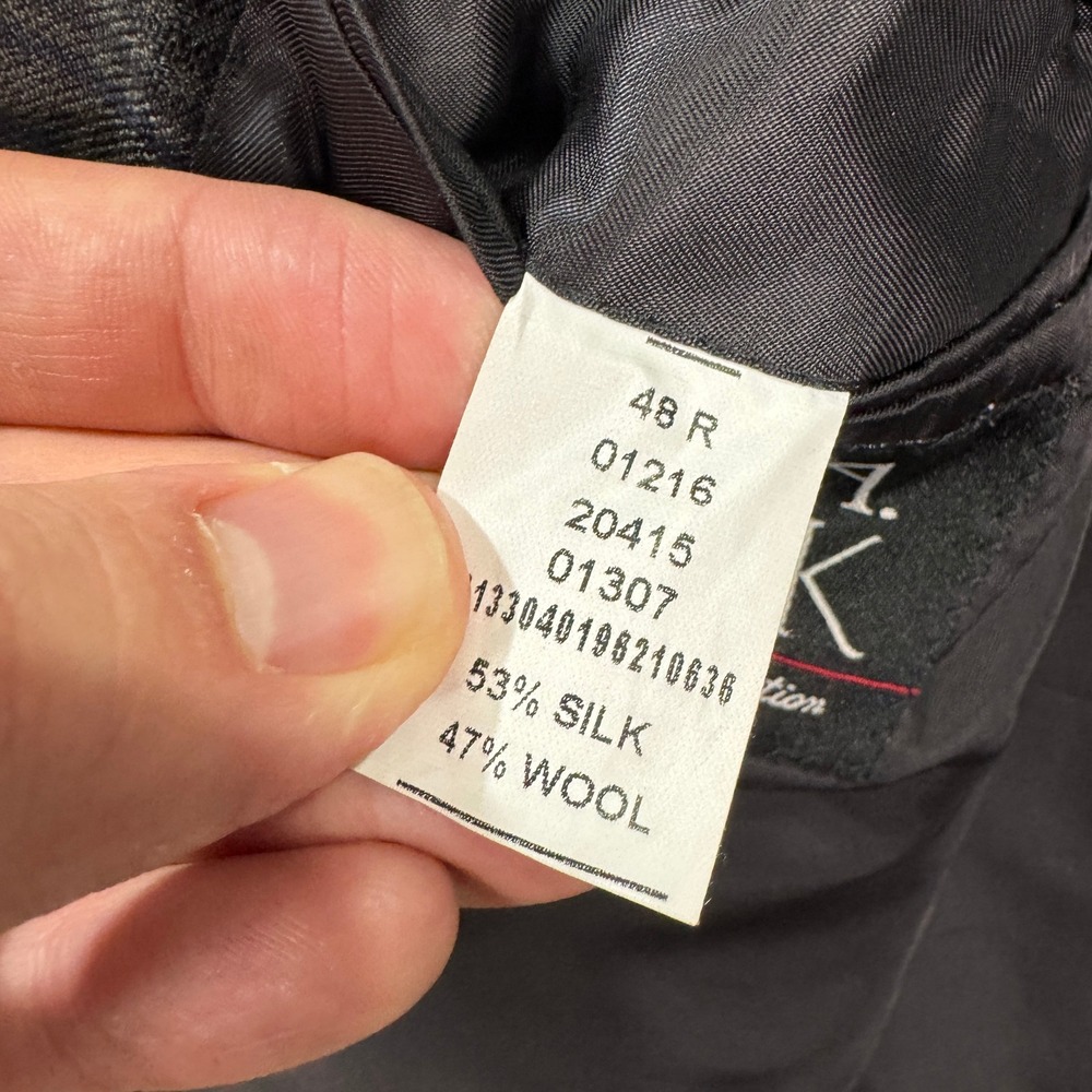 Jos‎ A Bank Mens 48R Silk Wool Plaid Sport Coat Blazer Jacket Charcoal Blue EUC - Picture 6 of 11